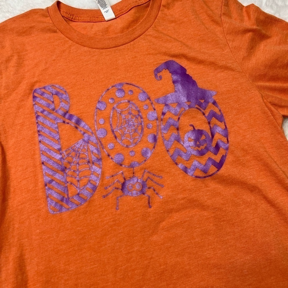 Halloween orange and purple boo shirt size medium.